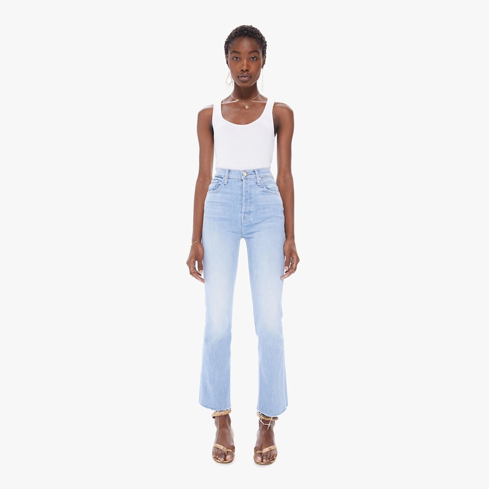 Mother The Tripped Ankle Fray Jeans in Island Time Wash Size 24